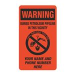 Warning Buried Petroleum Pipeline In  Vicinity - 3 1/2 x 6